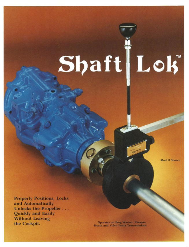 Shaft Lok propeller control system with blue transmission housing